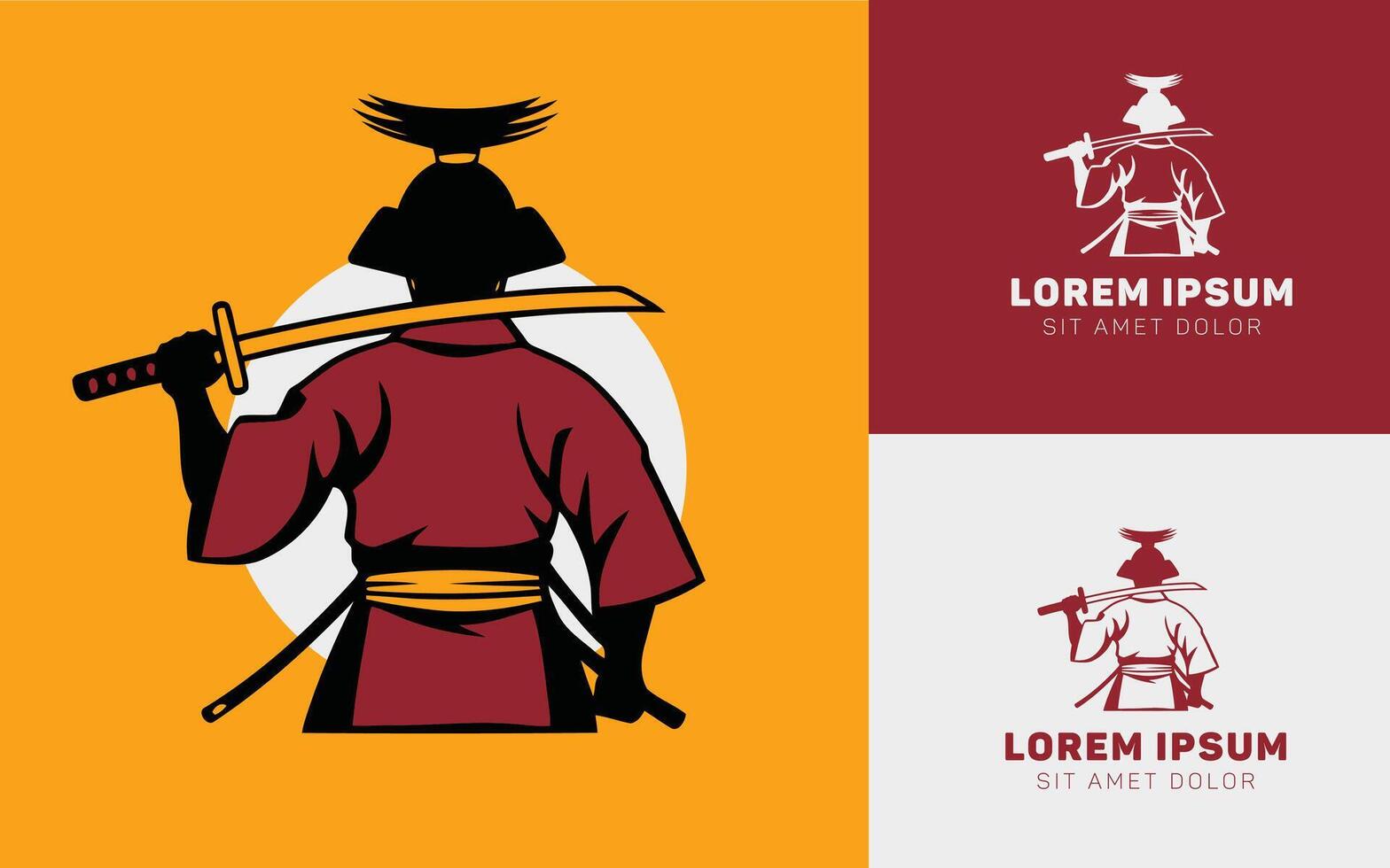 Back Samurai man holding sword icon logo for your business vector