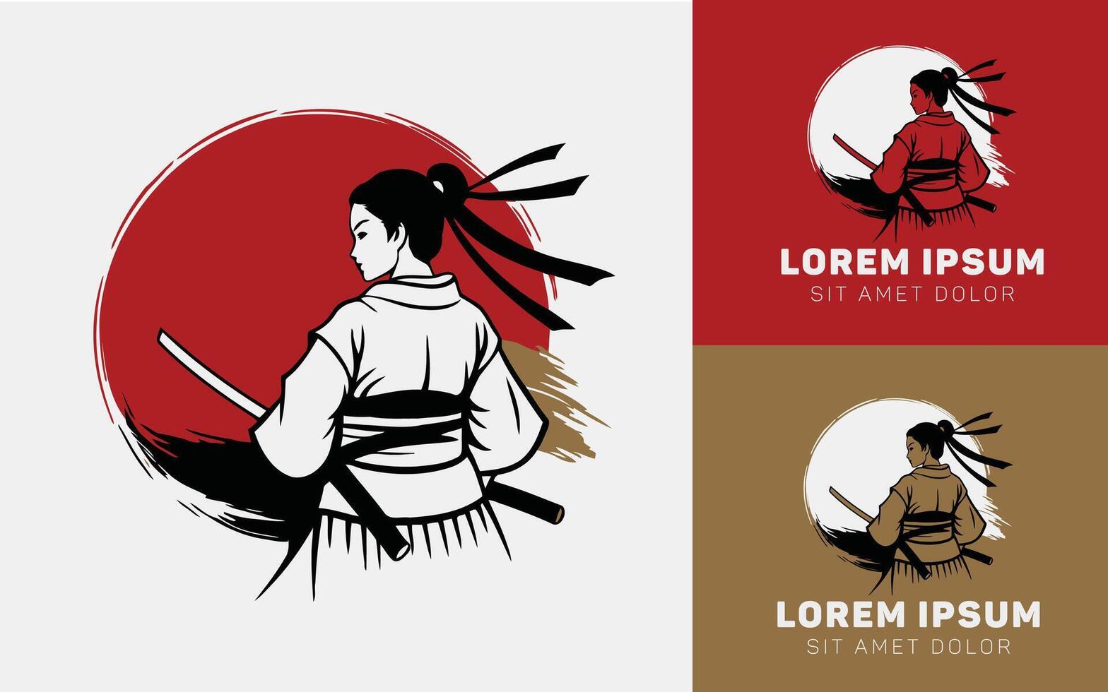 Kawaii back samurai holding katana for your icon logo business vector