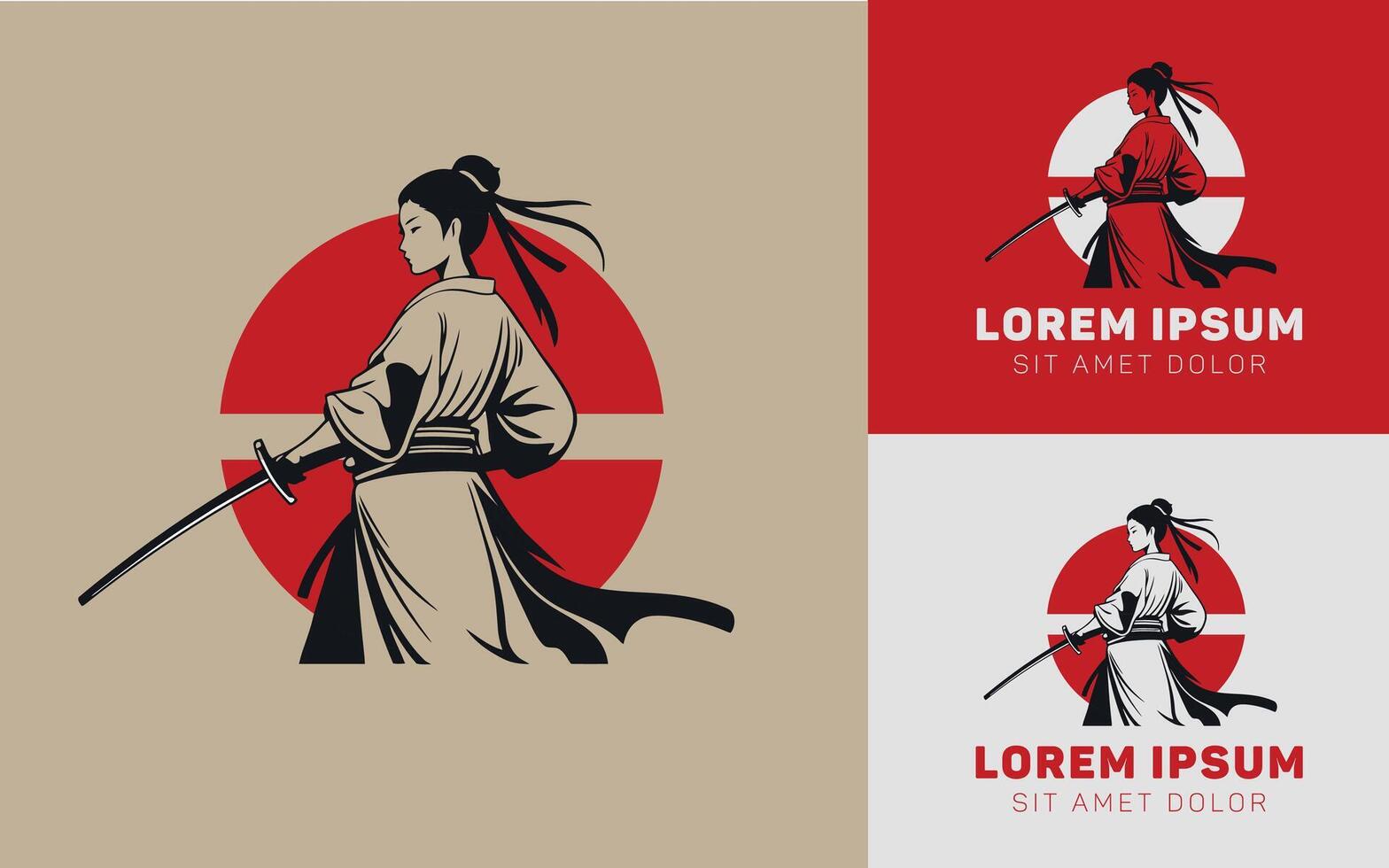 Samurai girl holding katana for your icon logo business vector