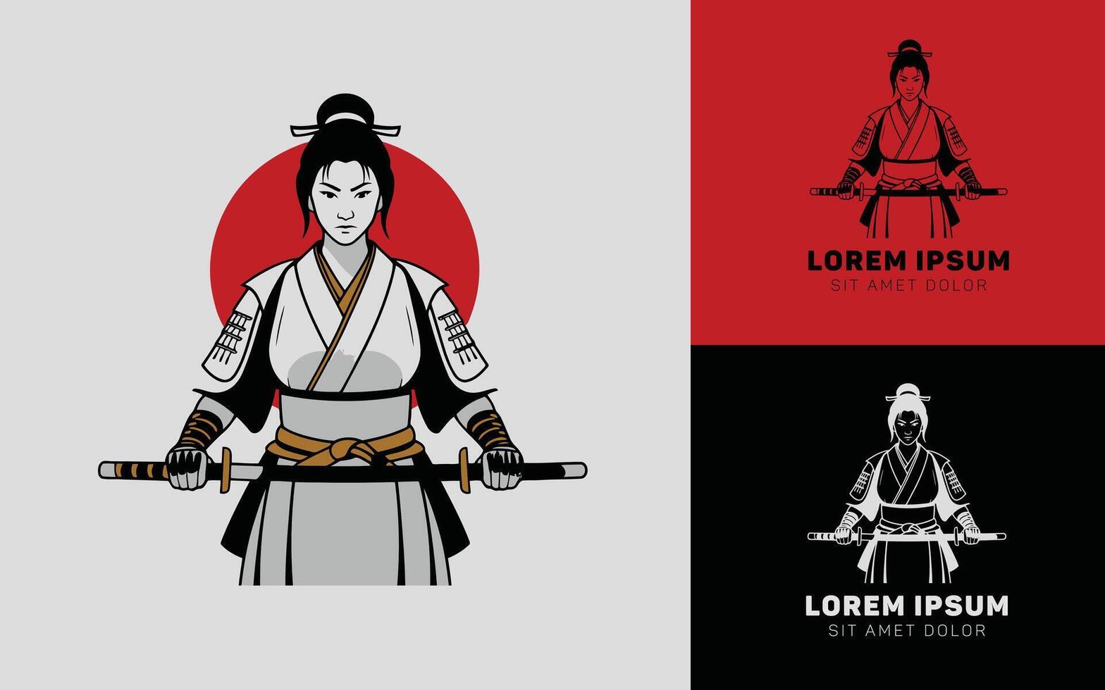 Kawaii Samurai holding katana for your business icon logo vector