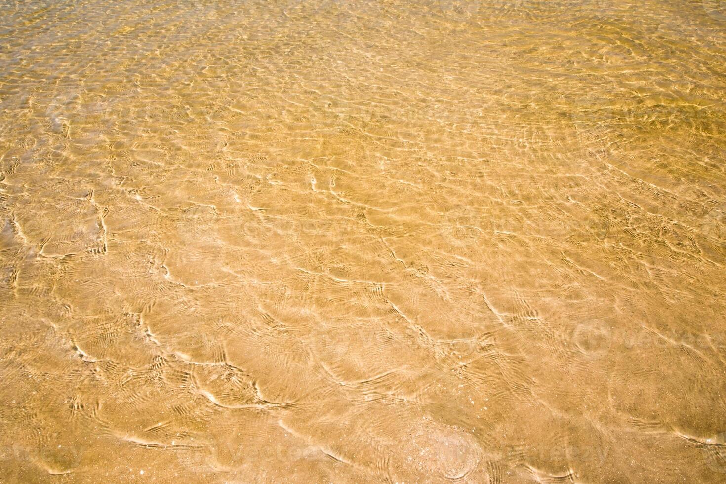 The Light reflection on the surface of movement sea on sand beach photo