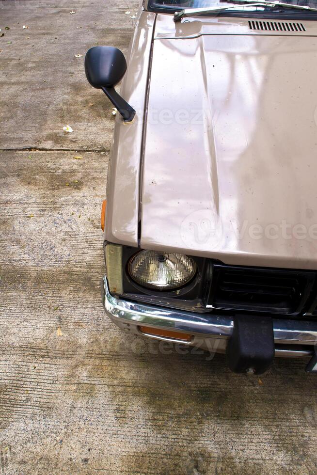 Headlight of old vintage car photo