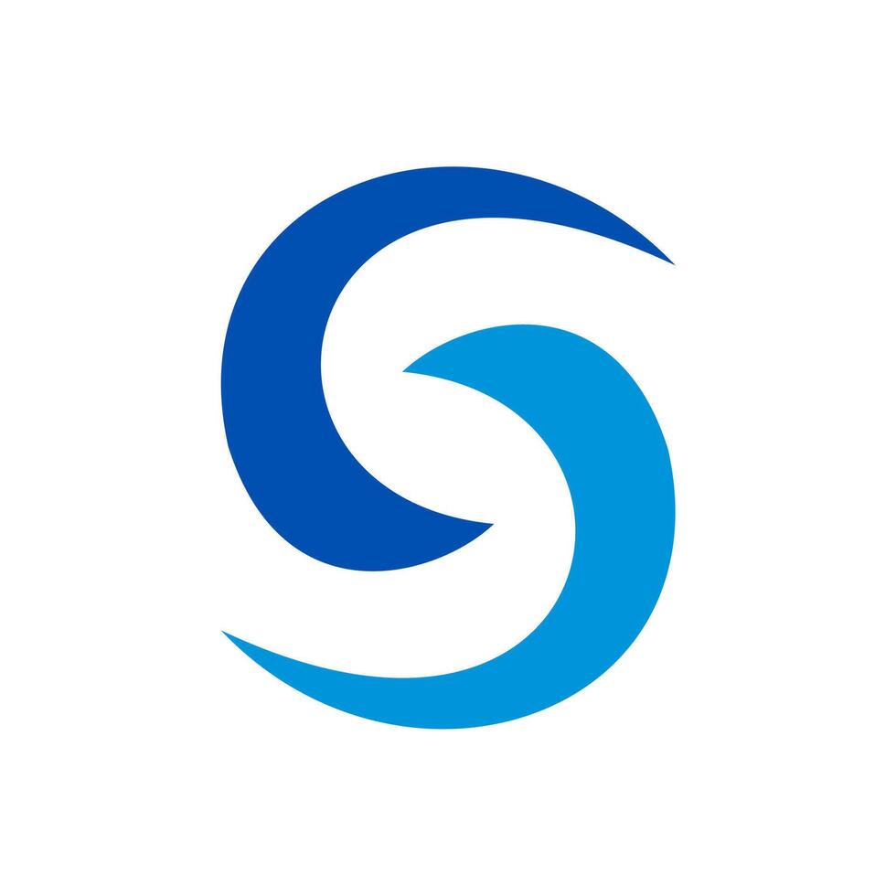 Letter s blue circle rotation simple logo. vector