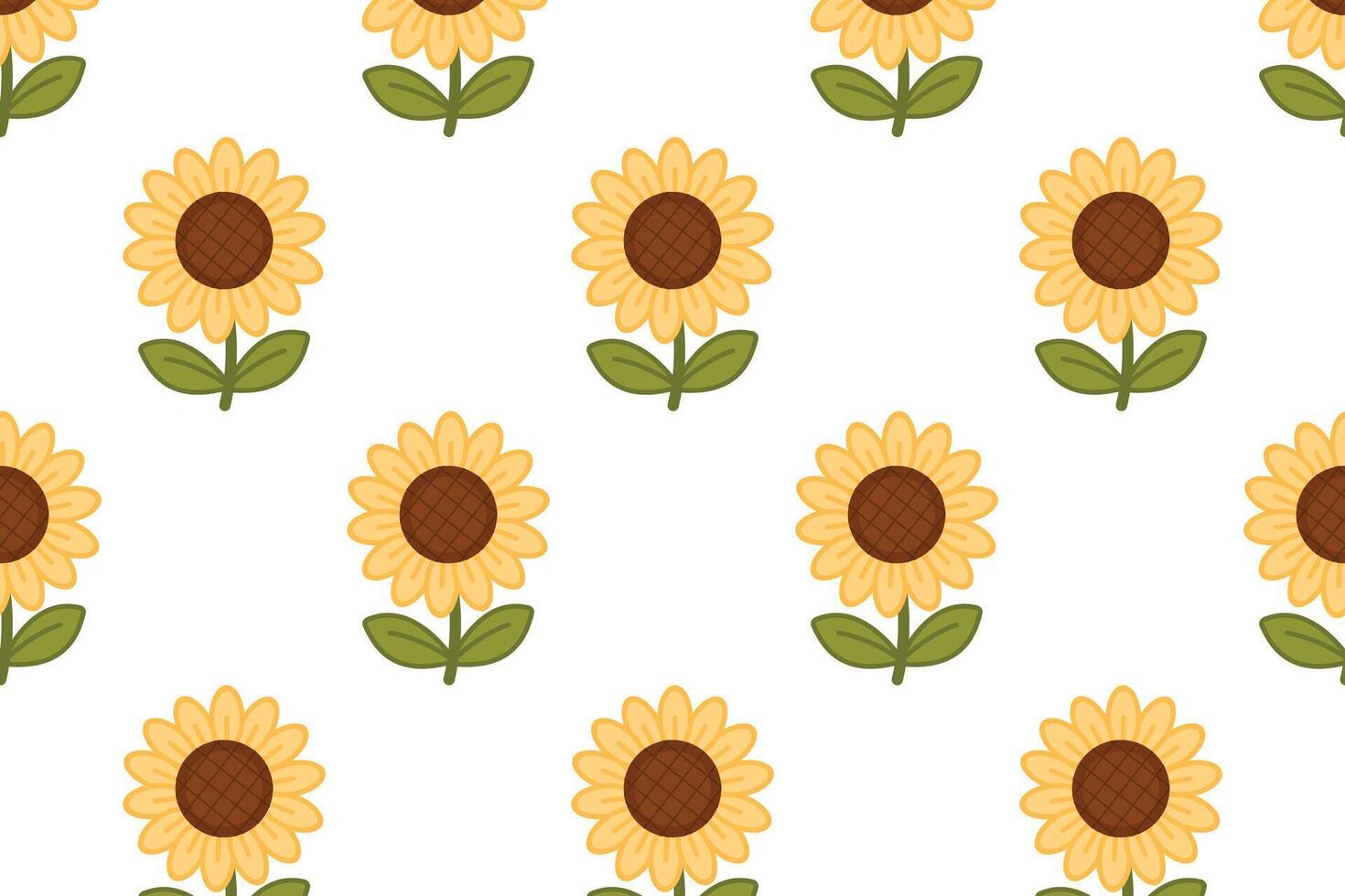 Sunflower pattern. Hello spring. illustration in flat style. vector