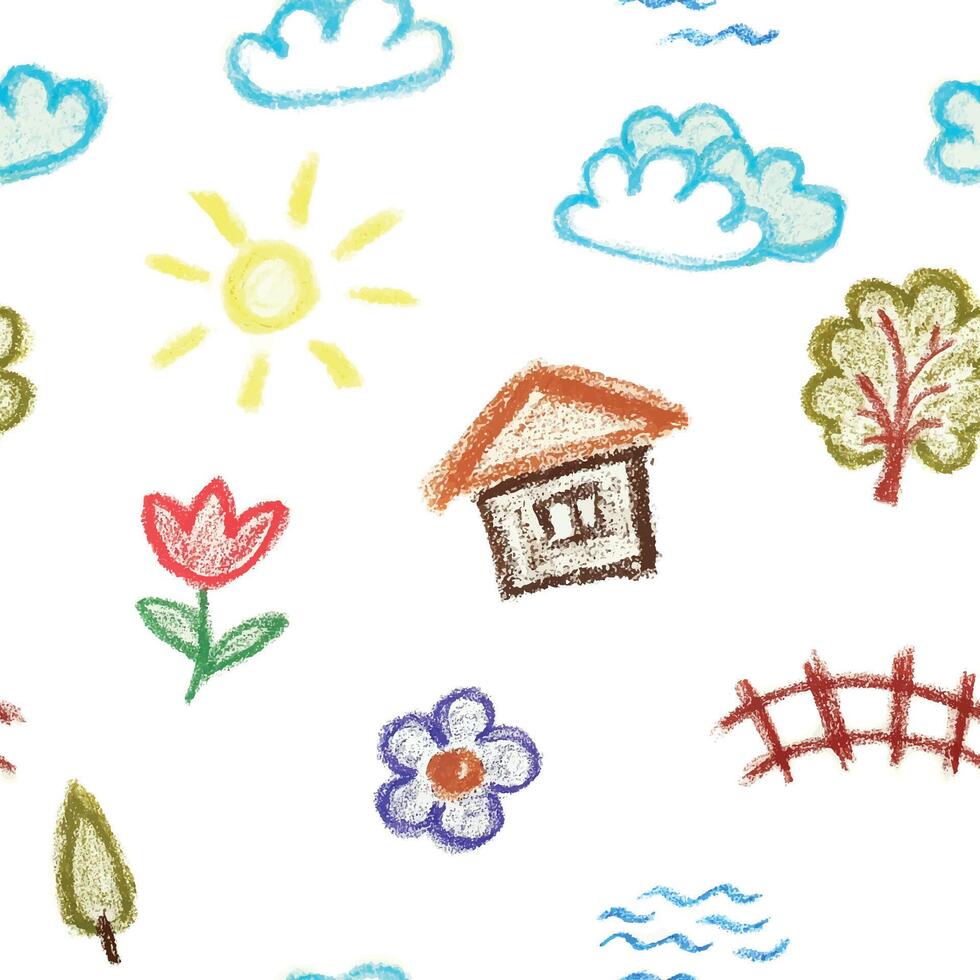 A seamless elements evoking a playful and childlike atmosphere vector