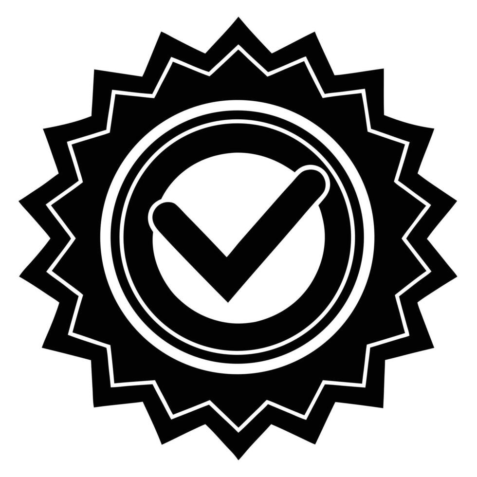 A black and white check mark on a star vector