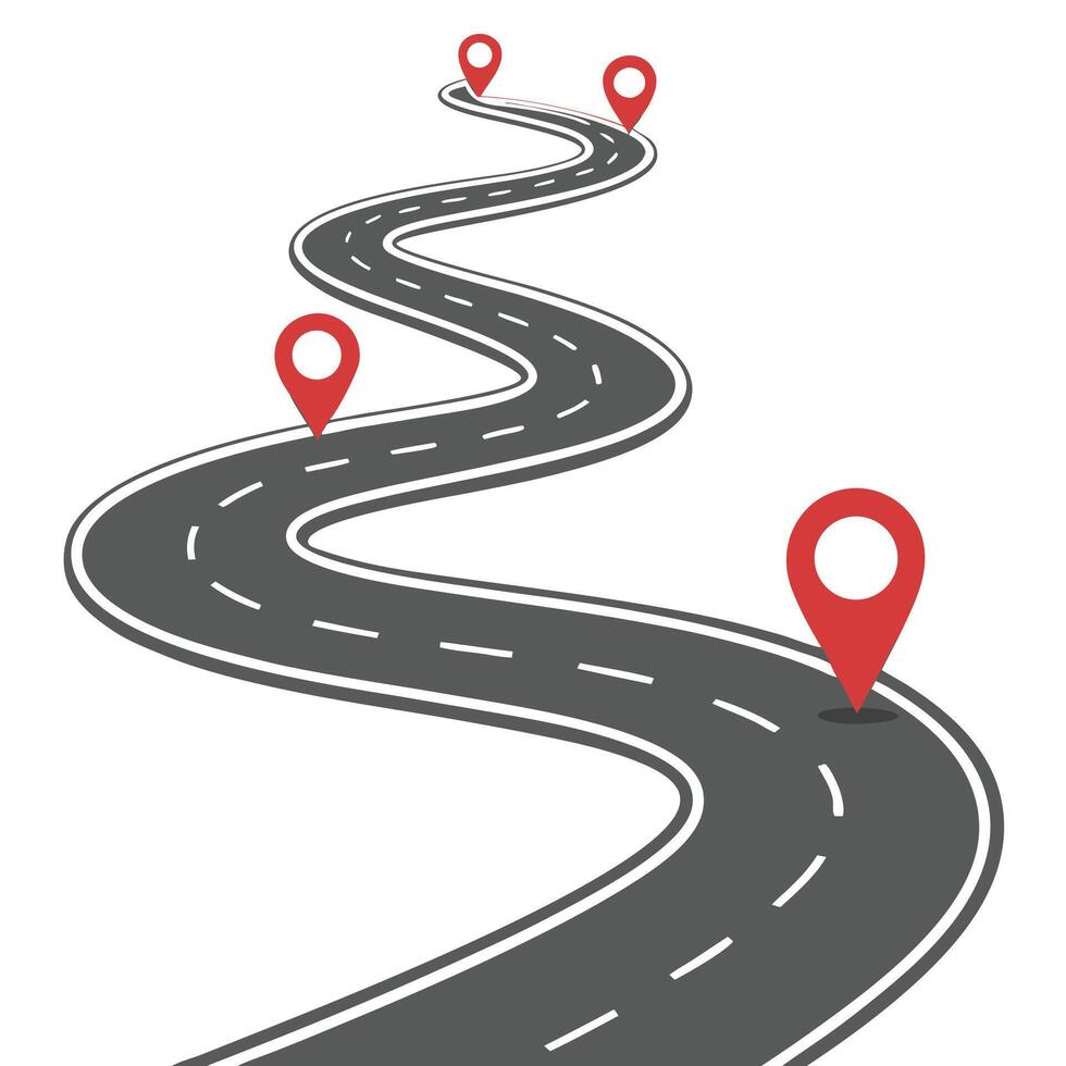 Curvy Road with Location Pin Illustration vector