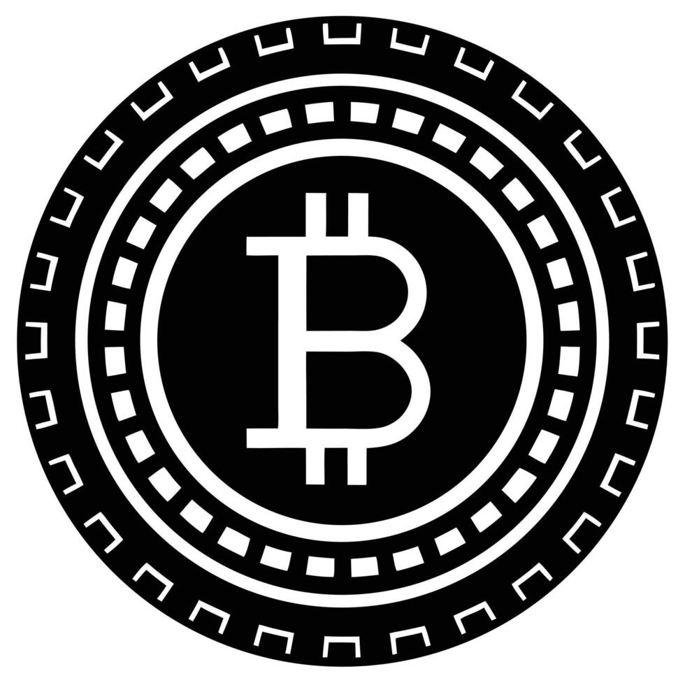 Flat Bitcoin Icon Silhouette for Crypto Designs vector