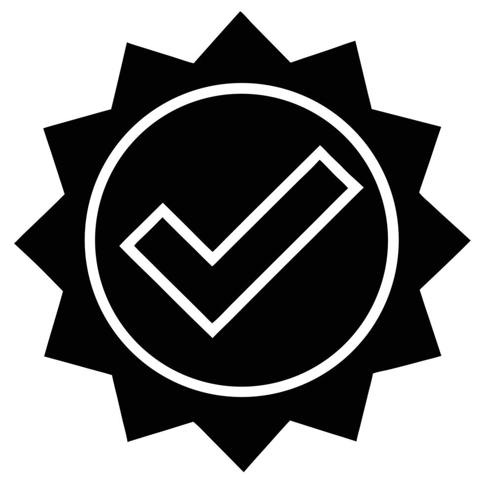 A black and white check mark in a star vector