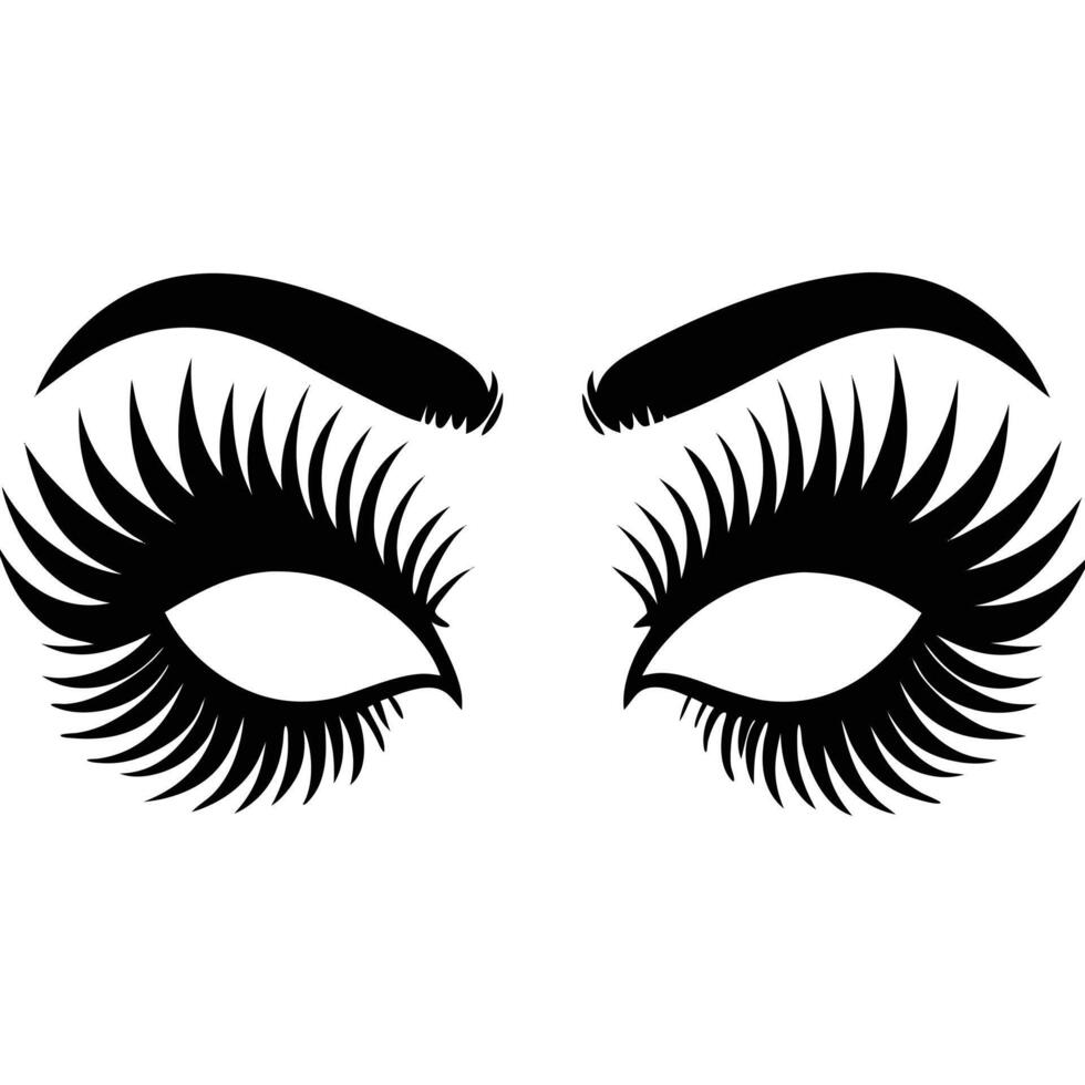 Elegant Eyebrows and Eyelashes Silhouette Design vector