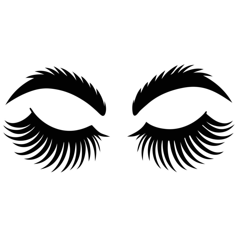 Feminine Eyelash and Eyebrow Silhouette Art vector