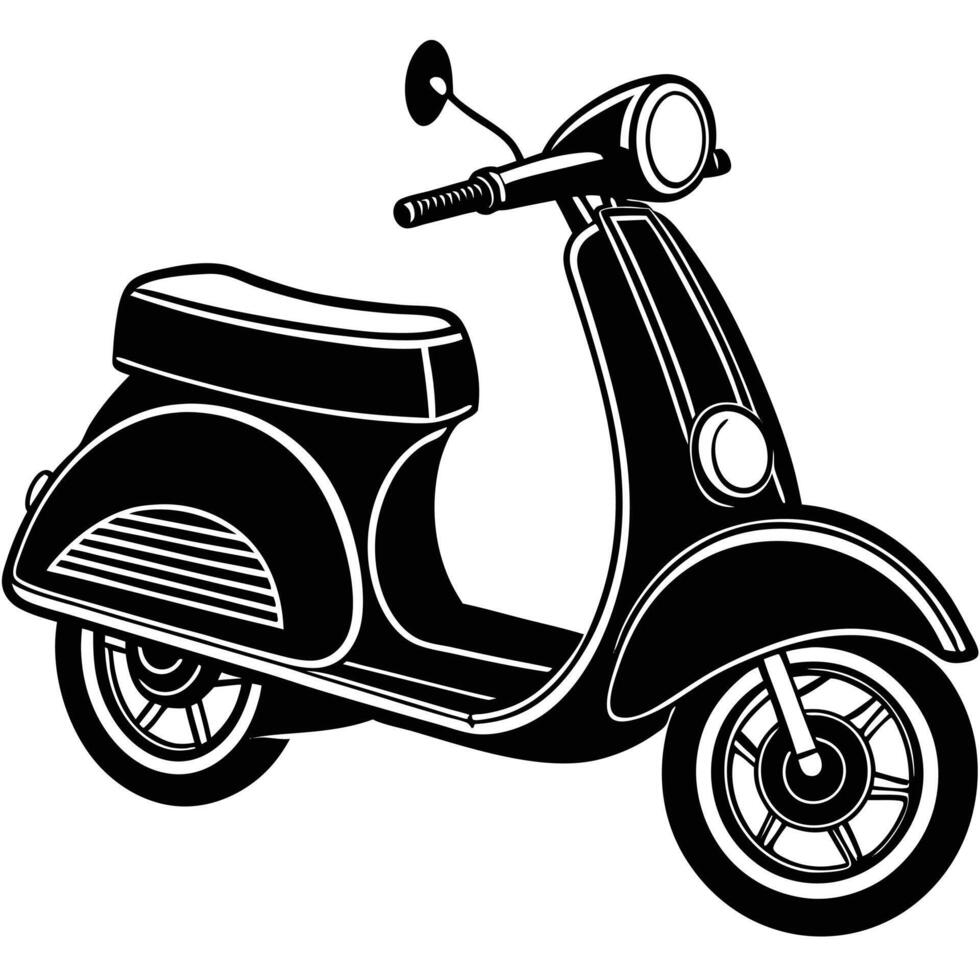 Classic Scooter Icon in Black and White vector