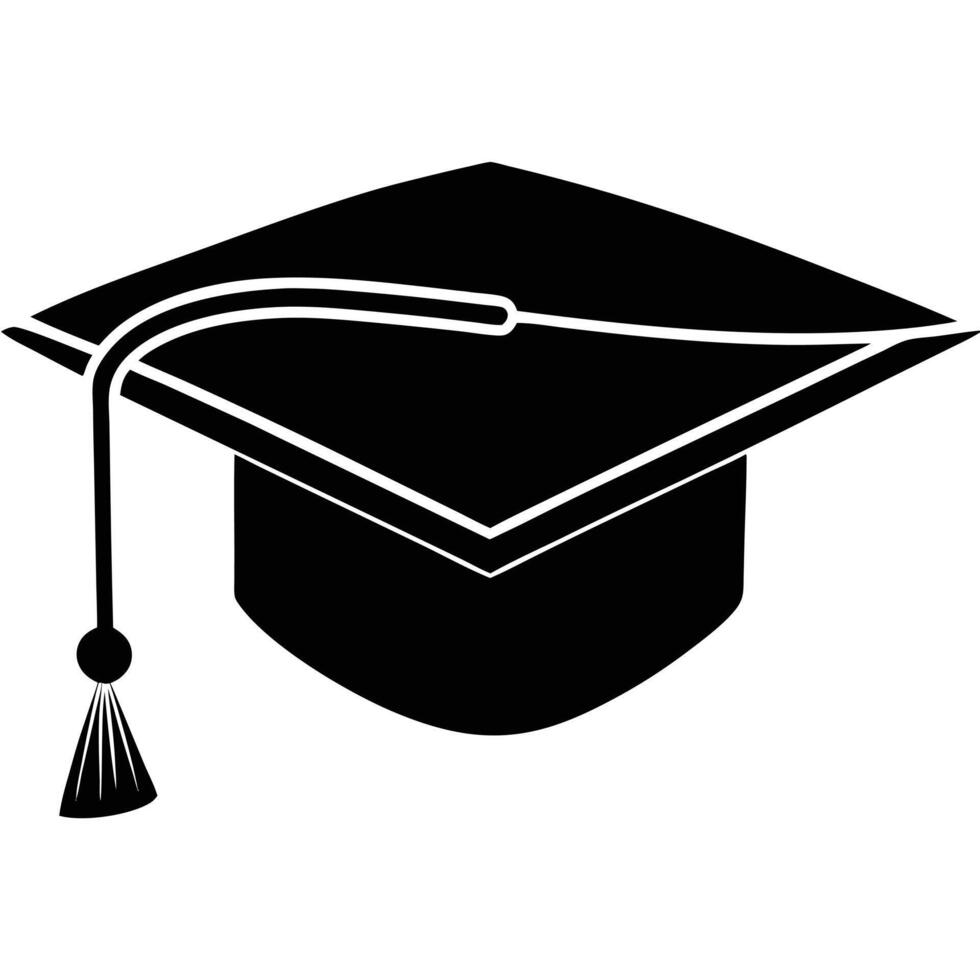 A black graduation cap with a tassel on it vector