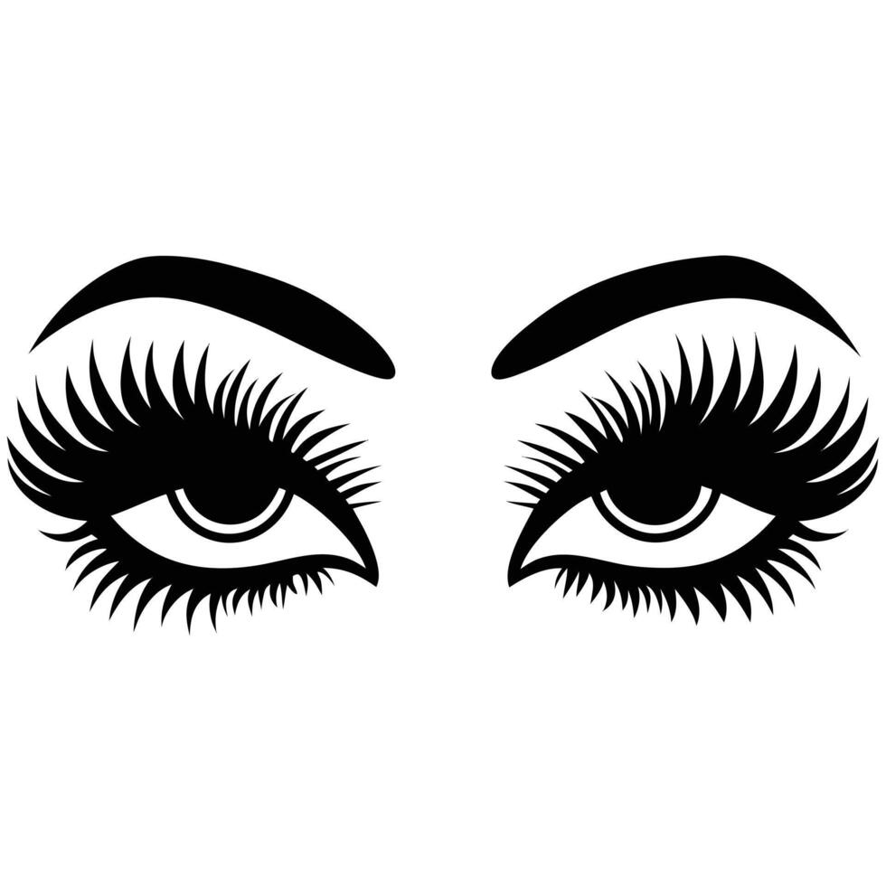 Eyelashes black and white illustration vector