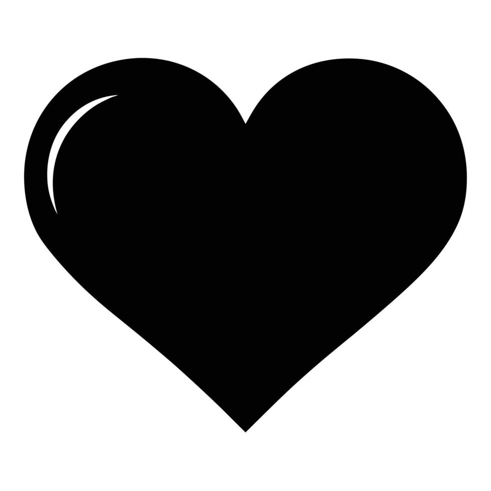 Heart icon black silhouette on white background vector
