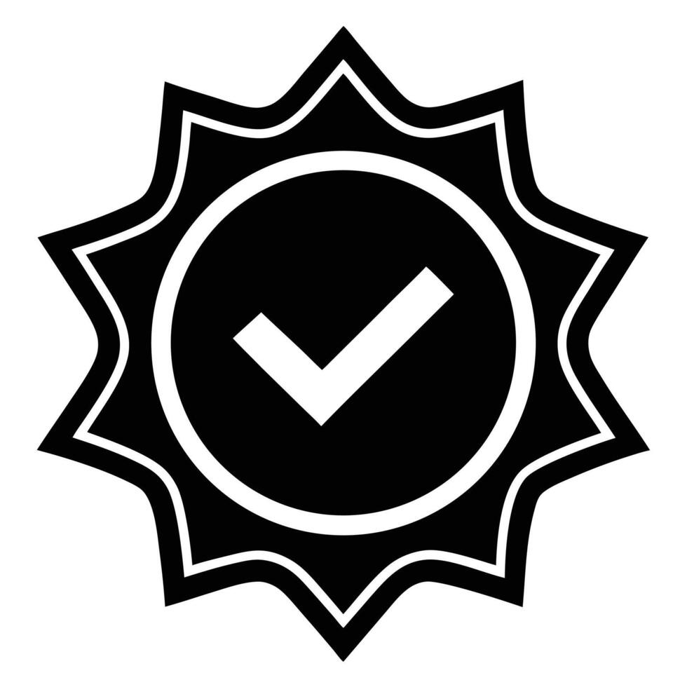 black and white check mark on a star vector