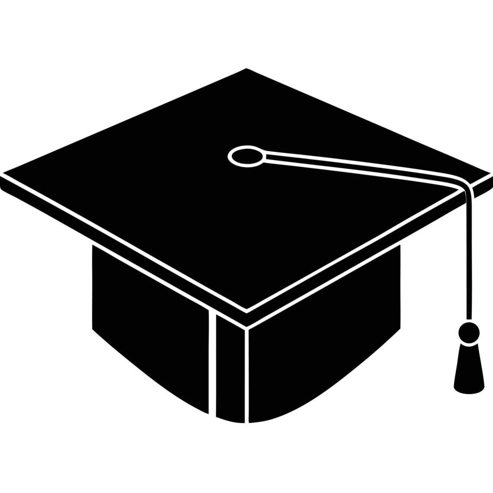 A black graduation cap on a white background vector
