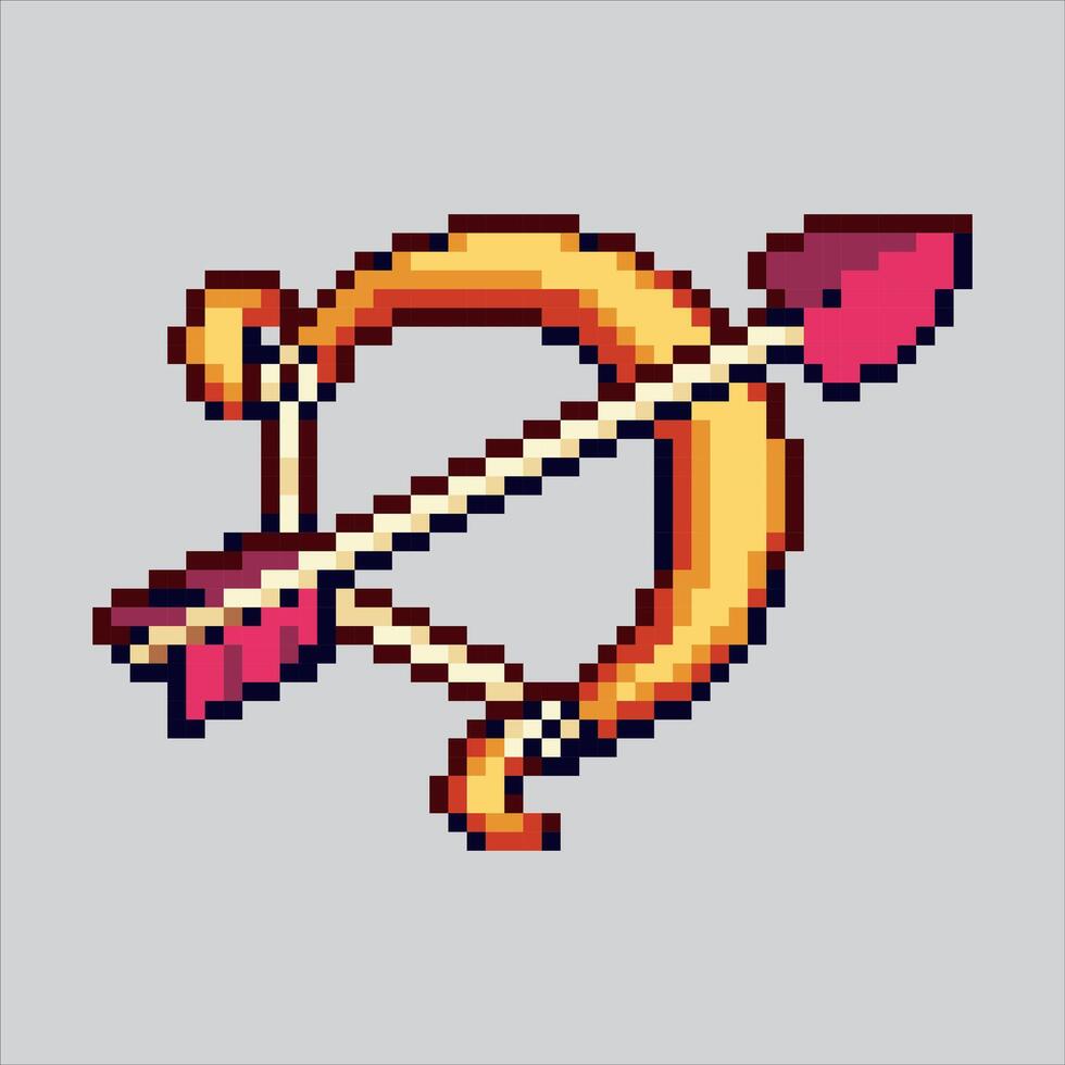 Pixel art illustration Cupid Arrow. Pixelated Love Arrow. Cupid Love Bow and Arrow Icon pixelated for the pixel art game and icon for website and game. old school retro. vector