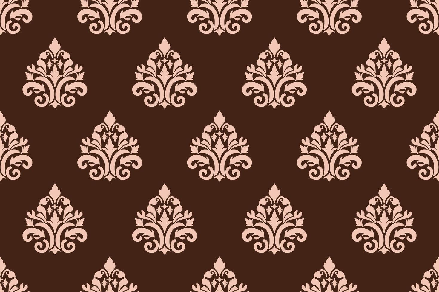 Elegant Ornamental Damask Seamless Pattern with Floral Motifs vector
