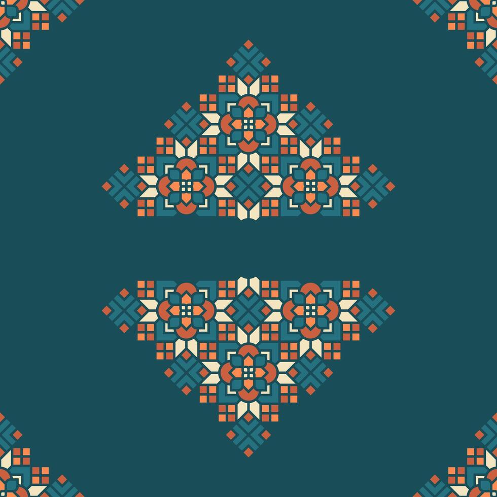 Islamic Geometric Ornament Frame on Green Pastel Dark Theme vector
