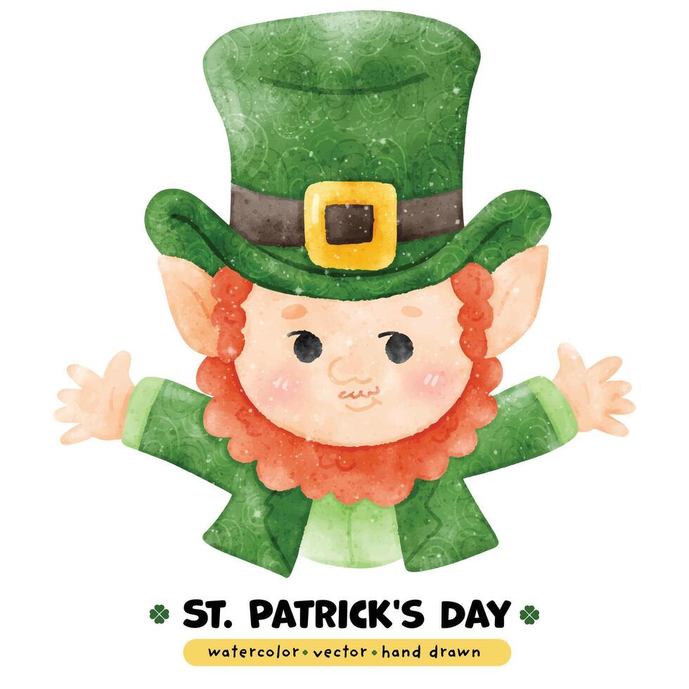 Playful St. Patrick's Day Leprechaun Watercolor vector