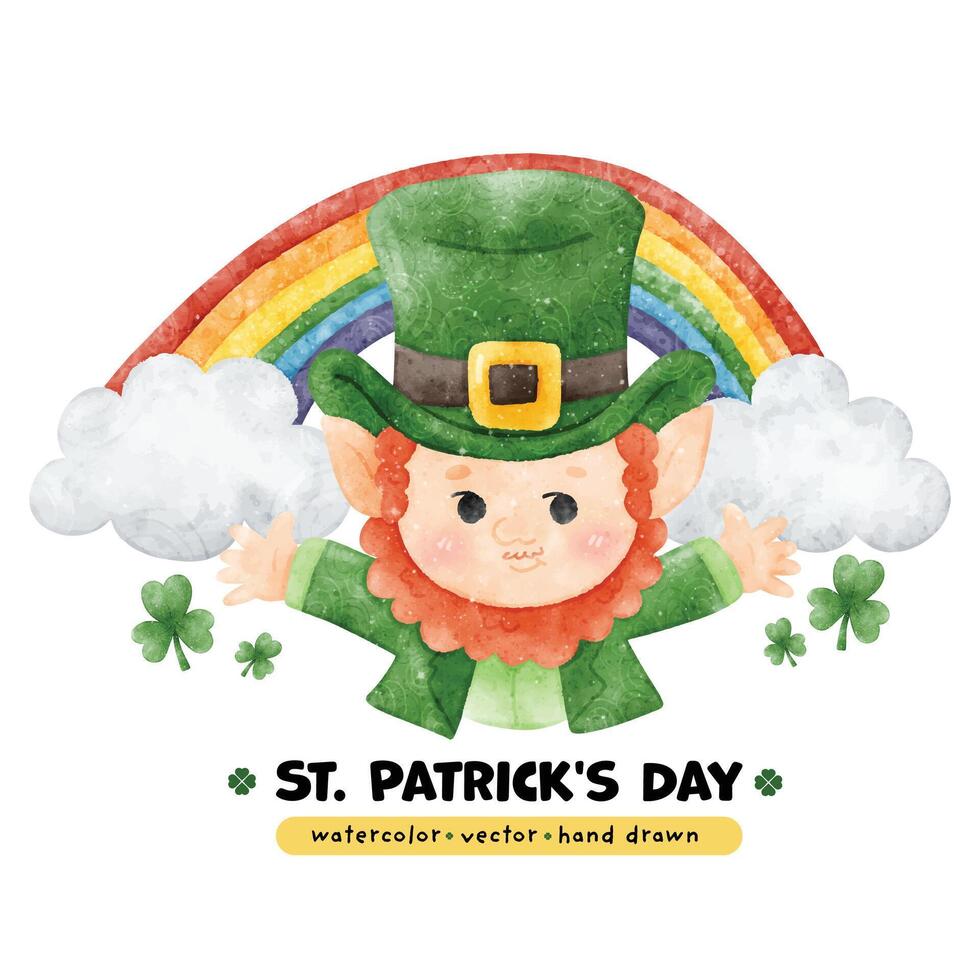 Festive St. Patrick's Day Watercolor Leprechaun Art vector