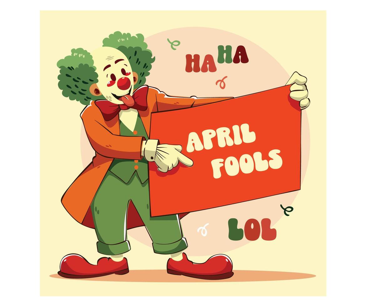 Playful Cartoon Clown Celebrating April Fools vector