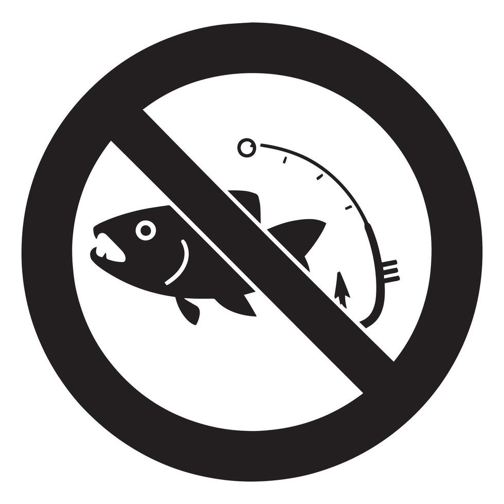 No Fishing Sign Sticker vector