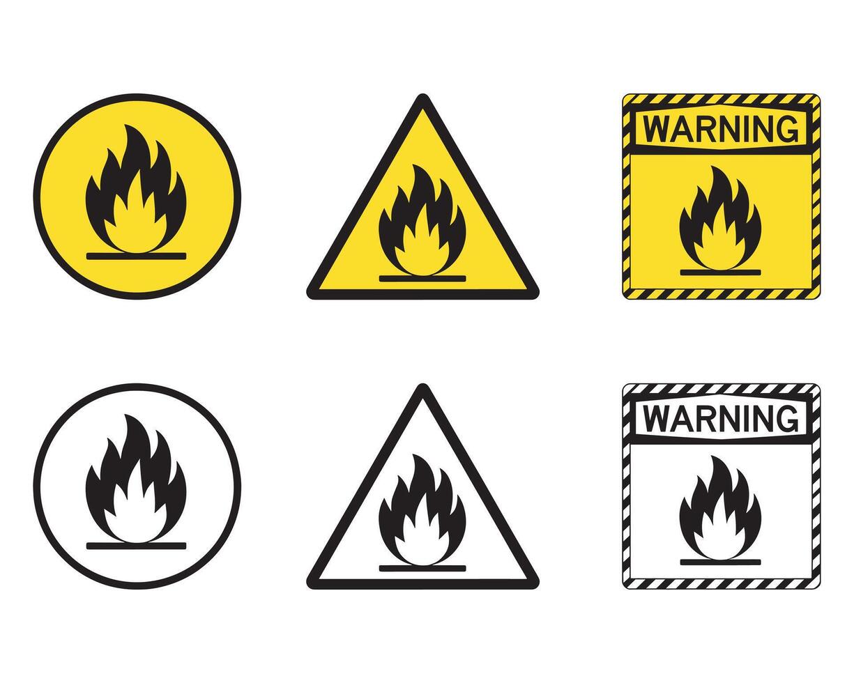 Fire Warning Sign Set vector