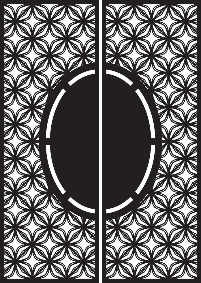 Intricate geometric and floral pattern on a door panel design vector