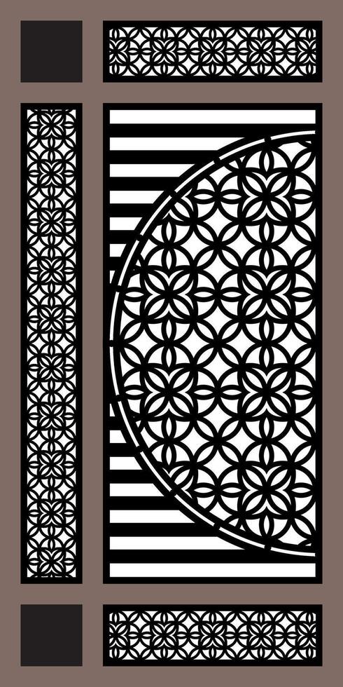 Geometric and Floral Pattern Decorative Panel for Interior Design vector