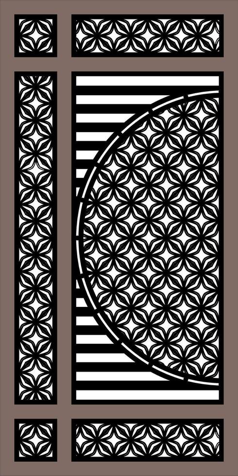 Geometric laser cut panel design with floral patterns vector