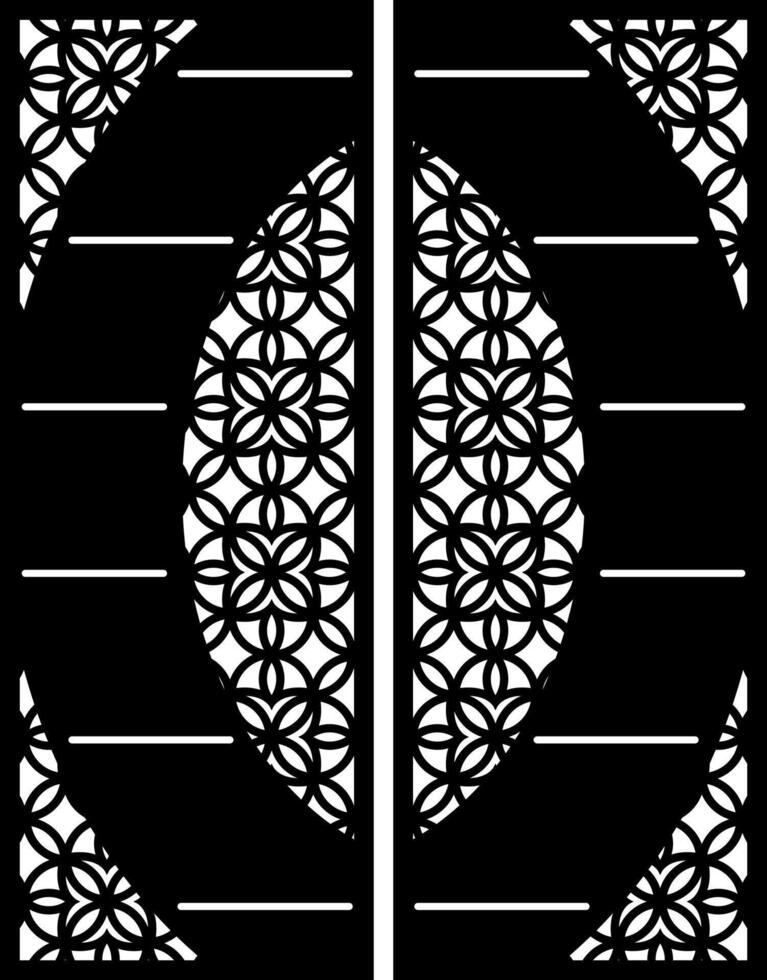 Intricate Black Metal Gate with Geometric Pattern vector