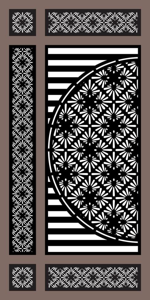 Decorative Panel with Geometric and Floral Patterns vector