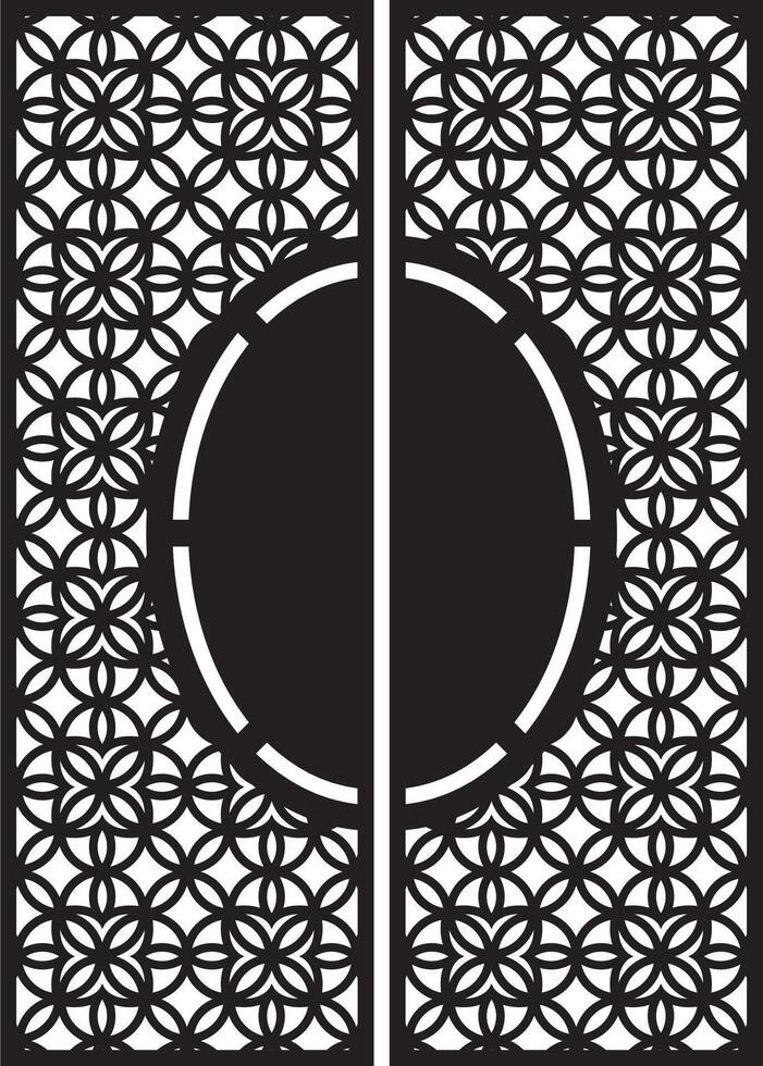 Decorative Panel with Intricate Geometric and Floral Cutout Design vector