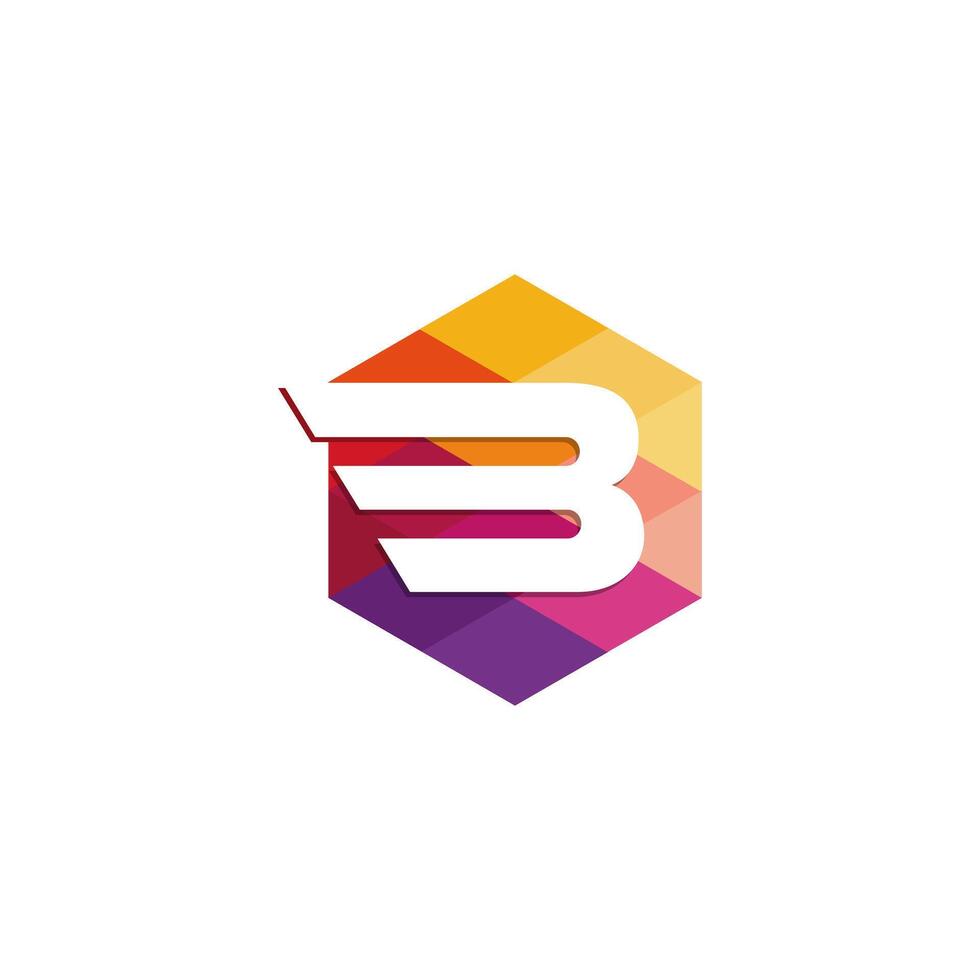 Business letter B company logo design. Colorful letter B logo template. Letter B logo for technology on colorful mosaic pattern background hexagon vector