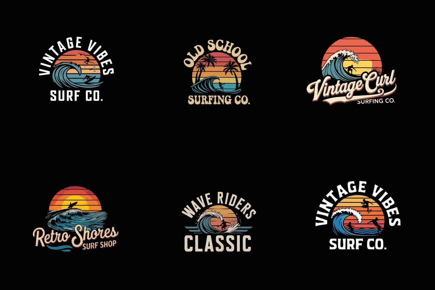 California Surfing T-Shirt Design Pack vector