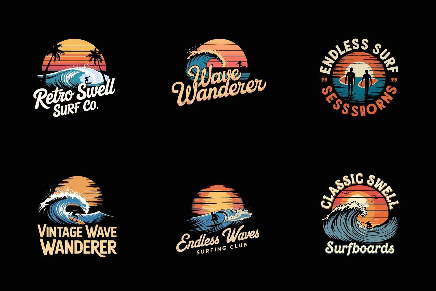 Surfing Bundle Ride the Waves in Style vector