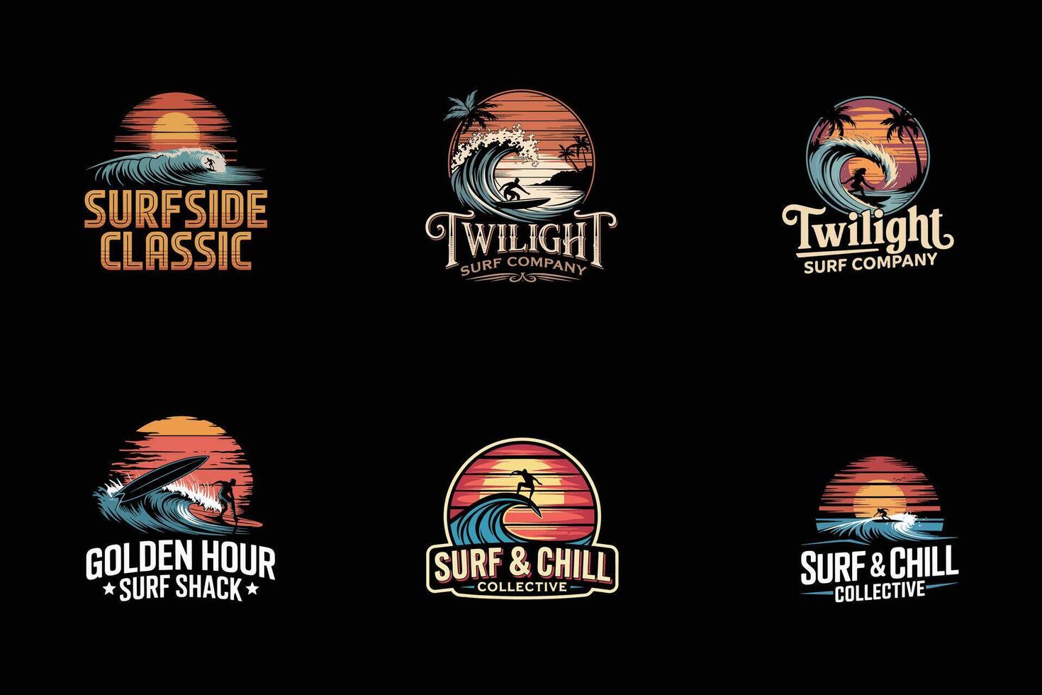 Vintage Surf Club T-Shirt Bundle vector
