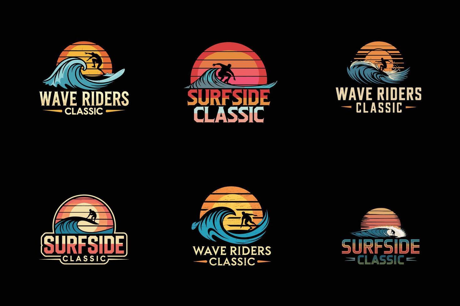 Summer Surfing T-Shirt Collection vector