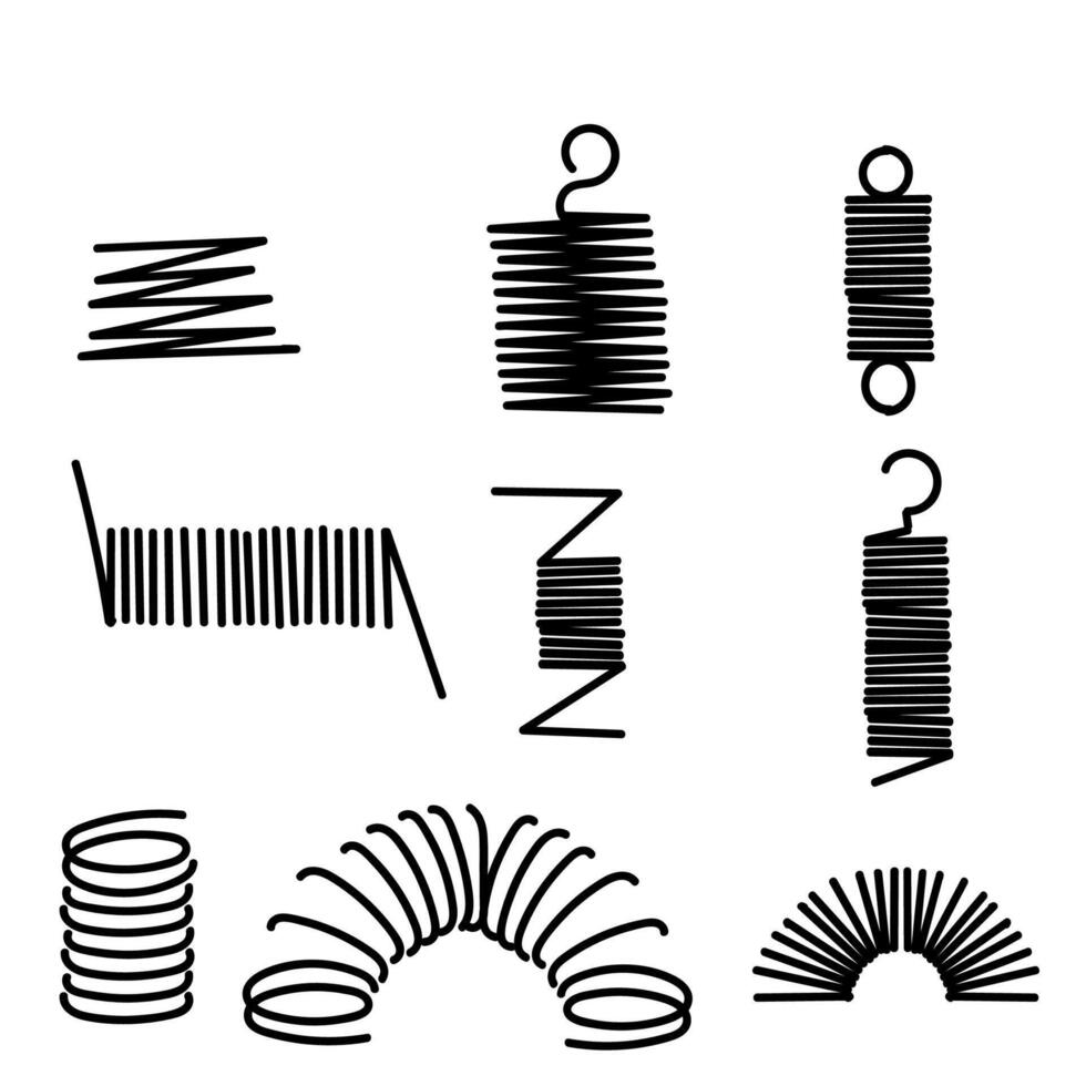 spring coil illustration collection doodle vector