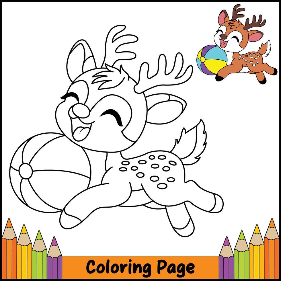 Easy Deer Coloring Sheet vector