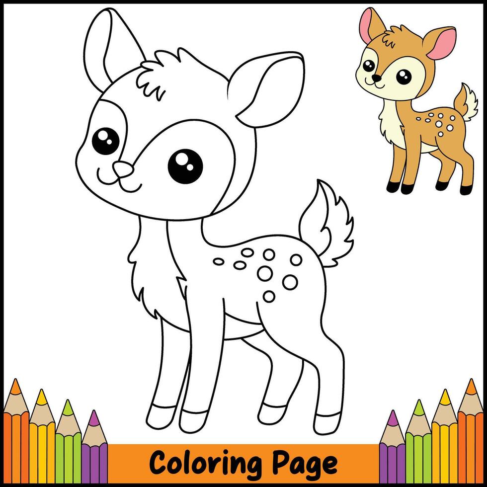 Deer Drawing Coloring Sheet vector