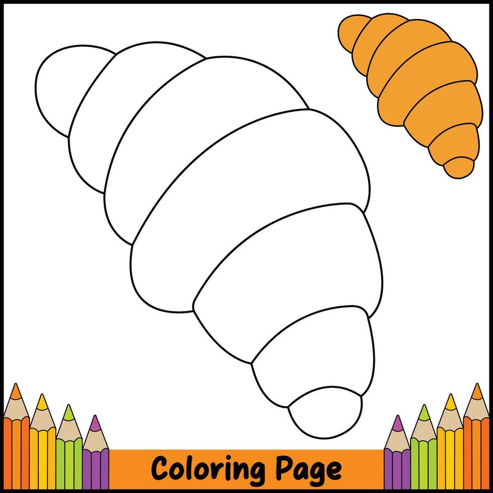 Cute Croissant Coloring Page vector