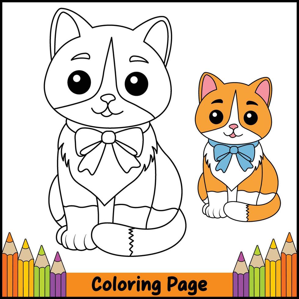 Charming Kitty Coloring Page vector