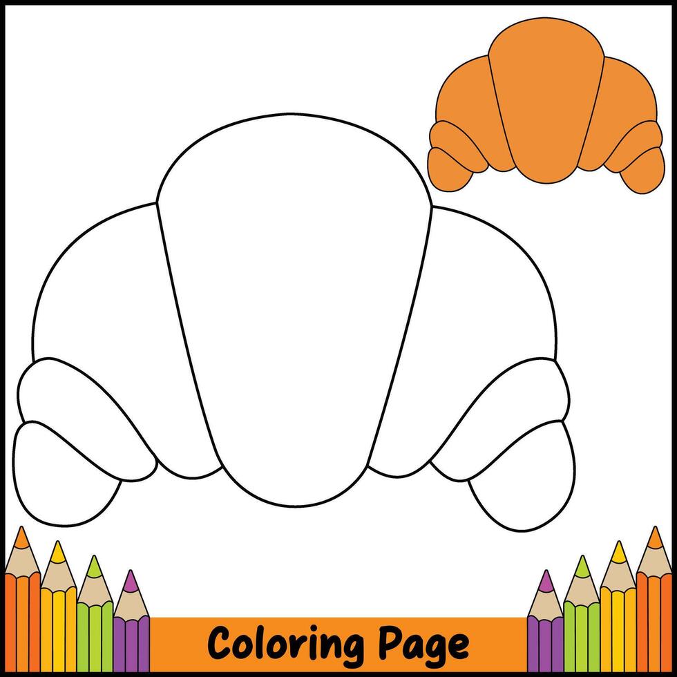 Beautiful Croissant Coloring Page vector