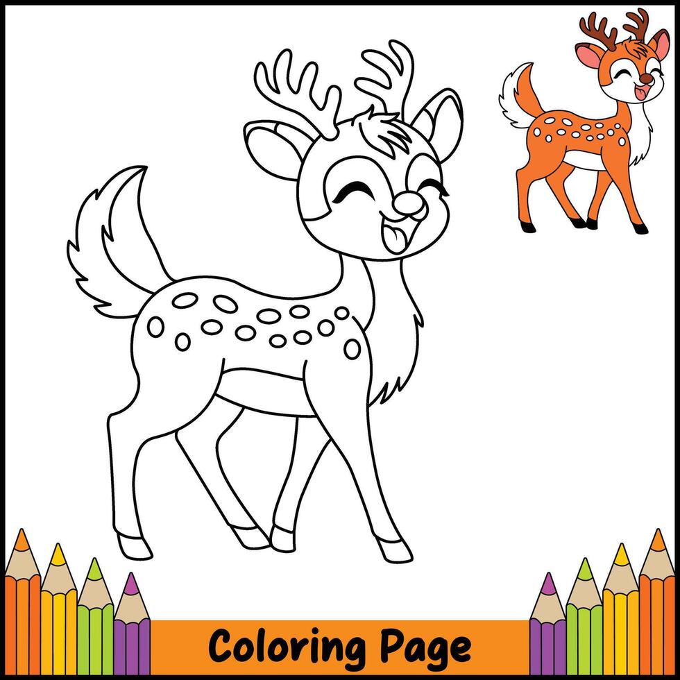 Animal Deer Coloring Page vector