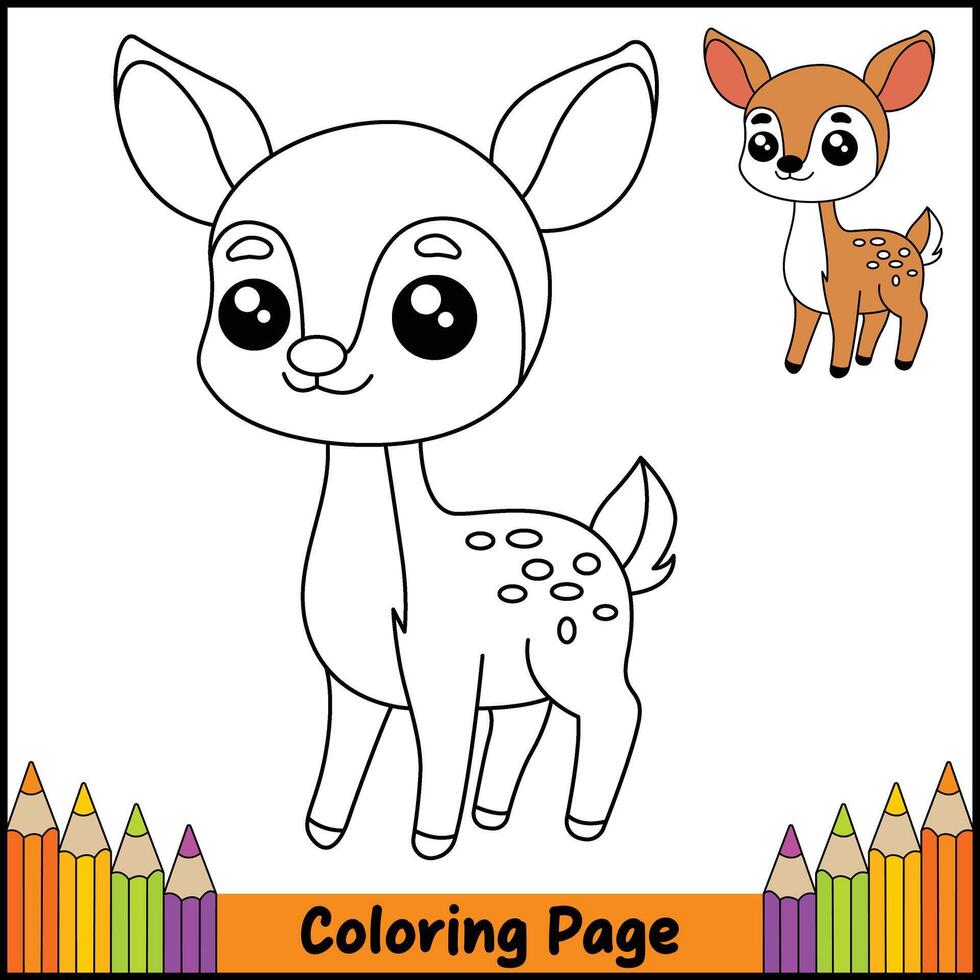 Cute Deer Drawing Page vector