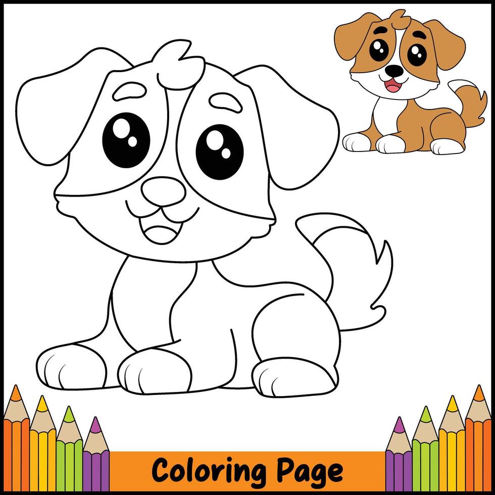 Cute Puppy Coloring Page for Kids vector