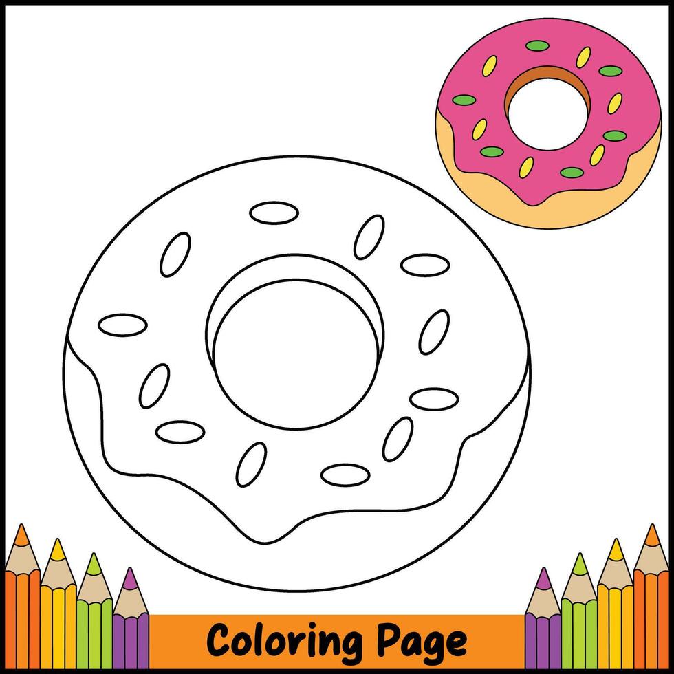 Beautiful Donut Coloring Page vector